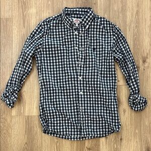 Brooks Brothers Navy/White Checked Supima Cotton Oxford Shirt - Small